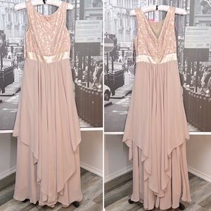 Cinderella Design Sleeveless Lace Appliqued A-Line Long Maxi Dress Gown Sz.S